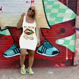 Casual Print Letter Mini Dress