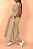 Fashion High Plicated Waist Slant Pocket Dress