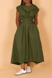 Fashion High Plicated Waist Slant Pocket Dress
