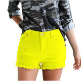 Ripped Frayed Fringed Denim Shorts
