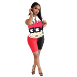 Women's Naughty Little Soldiers Contrast Color Two Piece Short Set