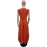Chic Nipped Waist Ruffle Hem Dress