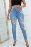 Ripped Raw Hem Skinny Jeans