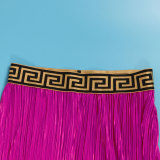 Pleated Patchwork Ribbon Solid Color High-Waisted Wide Leg Two-Piece Set