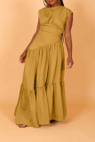 Chic Nipped Waist Ruffle Hem Dress
