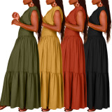Chic Nipped Waist Ruffle Hem Dress
