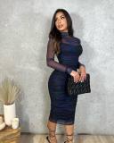 Mesh Perspective Halter Floral Sexy Two-Piece Dress Set