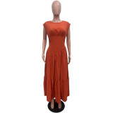 Chic Nipped Waist Ruffle Hem Dress