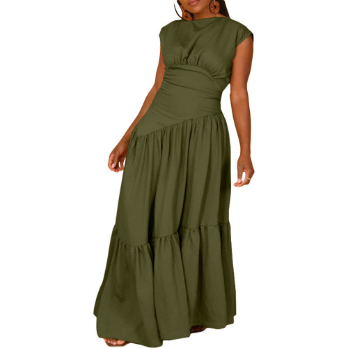 Chic Nipped Waist Ruffle Hem Dress