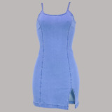 Solid Color Spaghetti Straps Fitted Sleeveless Dresses