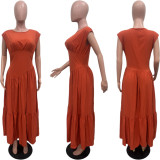 Chic Nipped Waist Ruffle Hem Dress