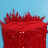 Body-hugging Elastic Feather Beaded Strapless Dress