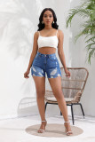 Womens Cut Off Ripped Distressed High Wasited Stretchy Denim Shorts