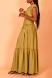 Chic Nipped Waist Ruffle Hem Dress