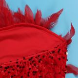 Body-hugging Elastic Feather Beaded Strapless Dress