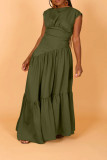 Chic Nipped Waist Ruffle Hem Dress