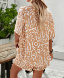 Abstract Print Button Shirt and Shorts Coordinates