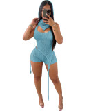 NEW Hollow Sequins Backless Halter Asymmetric Club Short Set 3pcs