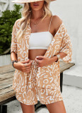 Abstract Print Button Shirt and Shorts Coordinates