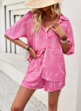 Abstract Print Button Shirt and Shorts Coordinates