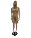 NEW Hollow Sequins Backless Halter Asymmetric Club Short Set 3pcs