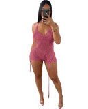 NEW Hollow Sequins Backless Halter Asymmetric Club Short Set 3pcs