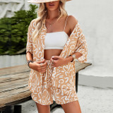 Abstract Print Button Shirt and Shorts Coordinates