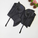 3D Butterfly Bow Large Floral Fishbone Bustier
