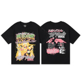 Unisex Summer Creative and Fun Front and Back Printed Double Yarn Pure Cotton Design Short-Sleeve T-Shirt