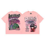 2024 Summer Retro Front and Back Printed Cotton Loose Fit Short Sleeve T-shirt Unisex Couple's Fashion