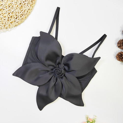 3D Butterfly Bow Large Floral Fishbone Bustier