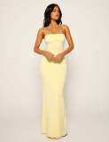 Double-layer Sexy Backless Straps Solid Long Dress