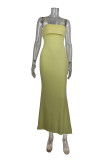Double-layer Sexy Backless Straps Solid Long Dress