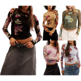 Double Mesh Printed Betty's Garden Top