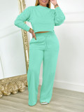 Solid Color Pocketed Pullover Sweatshirts Set