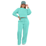 Solid Color Pocketed Pullover Sweatshirts Set
