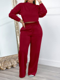 Solid Color Pocketed Pullover Sweatshirts Set