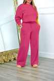 Solid Color Pocketed Pullover Sweatshirts Set