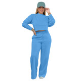 Solid Color Pocketed Pullover Sweatshirts Set