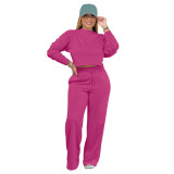 Solid Color Pocketed Pullover Sweatshirts Set