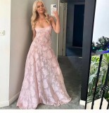 Women Dress Solid Color Straps Evening Gown Dresses