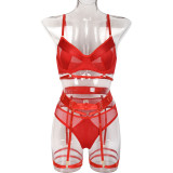 Mesh Spliced Underwear with Leg Straps