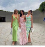 Women Dress Solid Color Straps Evening Gown Dresses