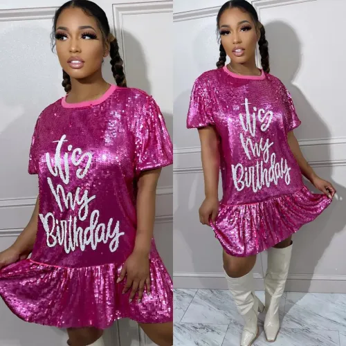 Women Sequin Birthday Dress Birthday Sparkly Party Tops Outfits