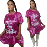 Women Sequin Birthday Dress Birthday Sparkly Party Tops Outfits