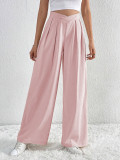 Pleated Casual Wide Leg Pants Loose Fit Long Trousers