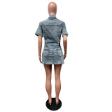 Denim Short Sleeve Bodycon Elastic Dress