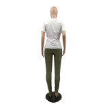 Spring/summer Casual Short Sleeve Printed Two-piece Trousers Set