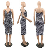 Fashion V-neck Straps Drawstring Slit Pleated Dress
