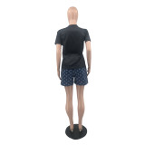 New Summer Printed Short Sleeve Shorts Outfits Two Pieces